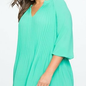 Eloquii deep mint pleated v-neck top